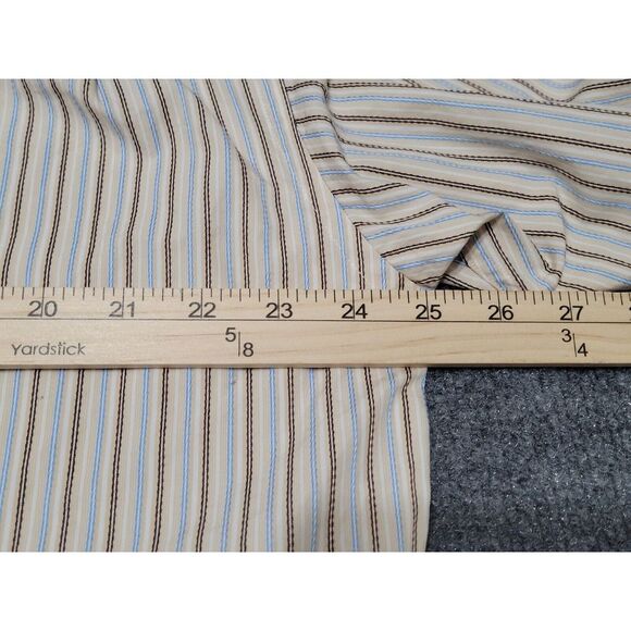 Johnston & Murphy Shirt Men's Large Stitched Stripes 100% Cotton Button Front - Picture 11 of 14